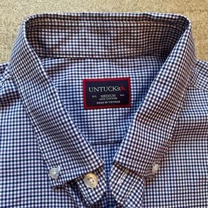 UNTUCKit Men's Purple and White Gingham Shirt Size M